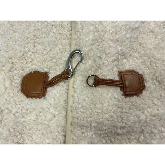 7 For All Mankind Womens Large Sherpa Teddy Shacket Oversized Cream Soft Preppy - Picture 8 of 13